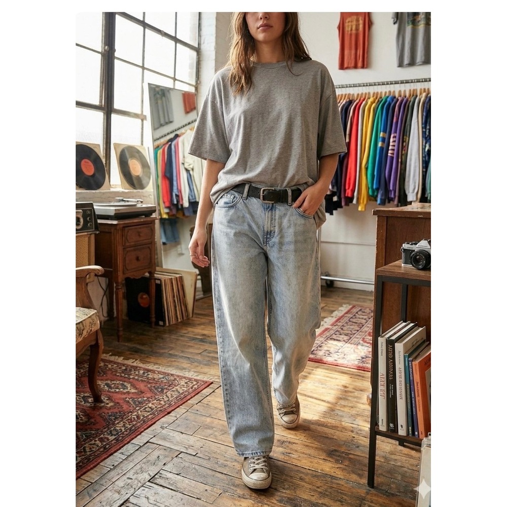 Gap 90s Loose Low Rise Jeans Light Wash Blue Wide Leg Denim 30 10R Regular